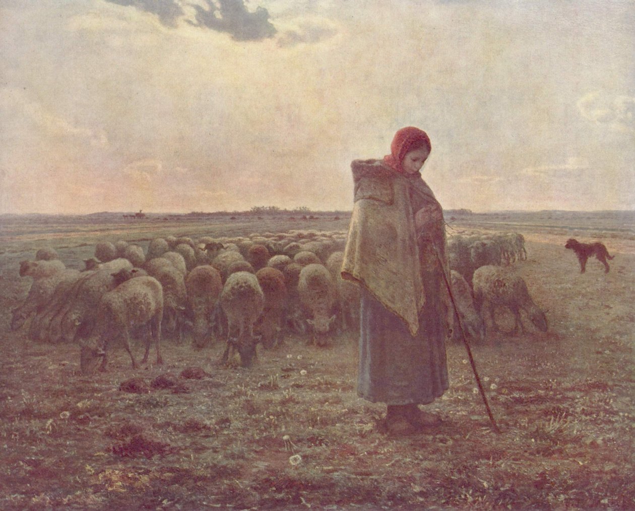 Kız koyunları güder by Jean Francois Millet