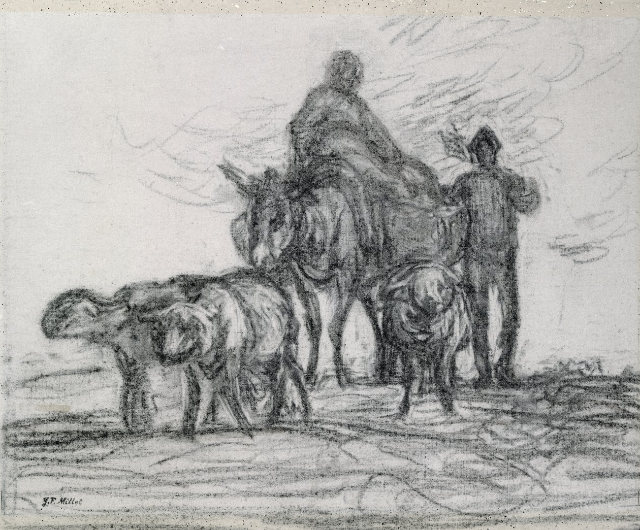 Tarlalardan Dönüş, 1873 (kömür) by Jean Francois Millet