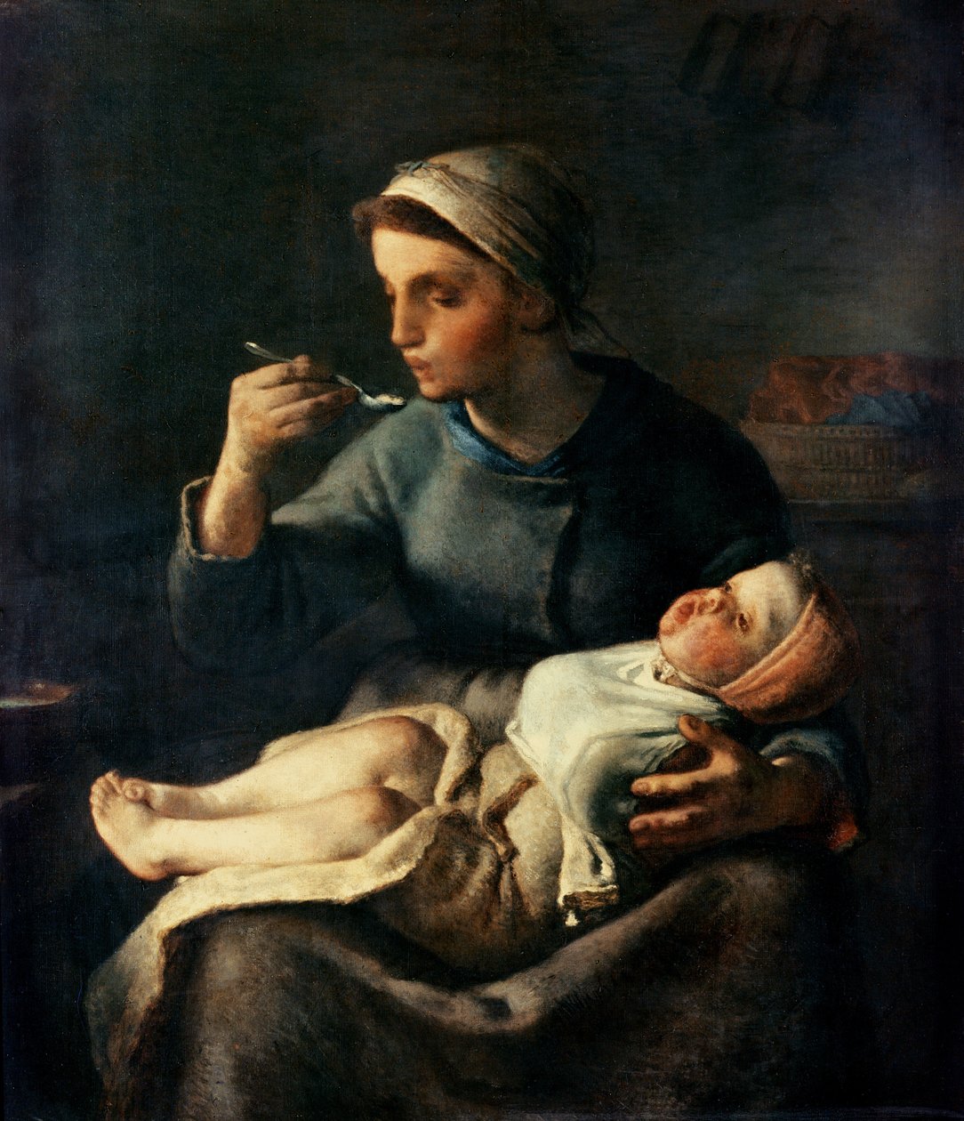 Bebeğin Gevreği, 1867 by Jean Francois Millet