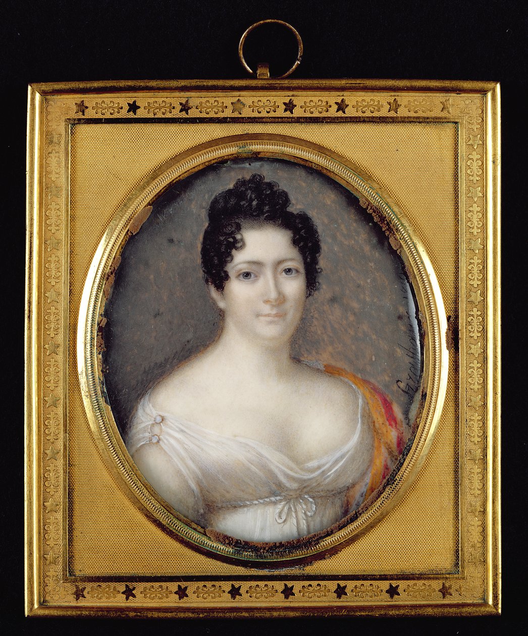 Matmazel Mars (1779-1847) 1819 (fildişi üzerine yağlı boya) by Jean Francois Strasbeaux
