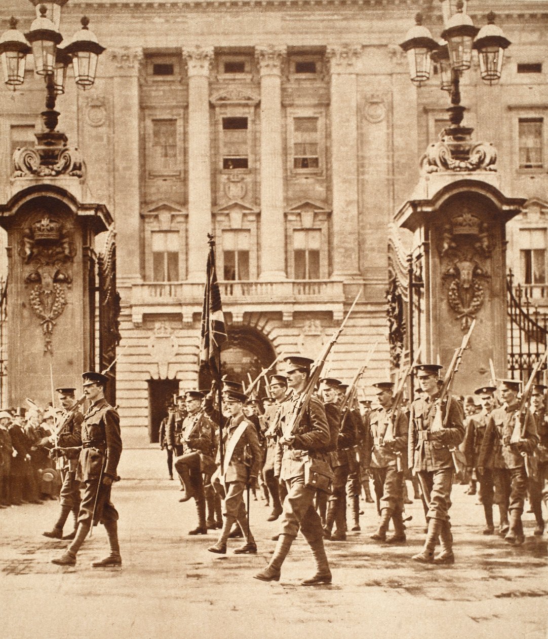 King Edward VIII Carrying the Colour at Buckingham Palace, when he was commissioned in the Grenadier Guards, 1914  by Jean Gaspard Lavater