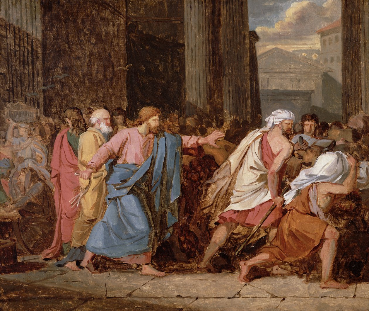 İsa Tüccarları Tapınaktan Sürerken by Jean Germain Drouais