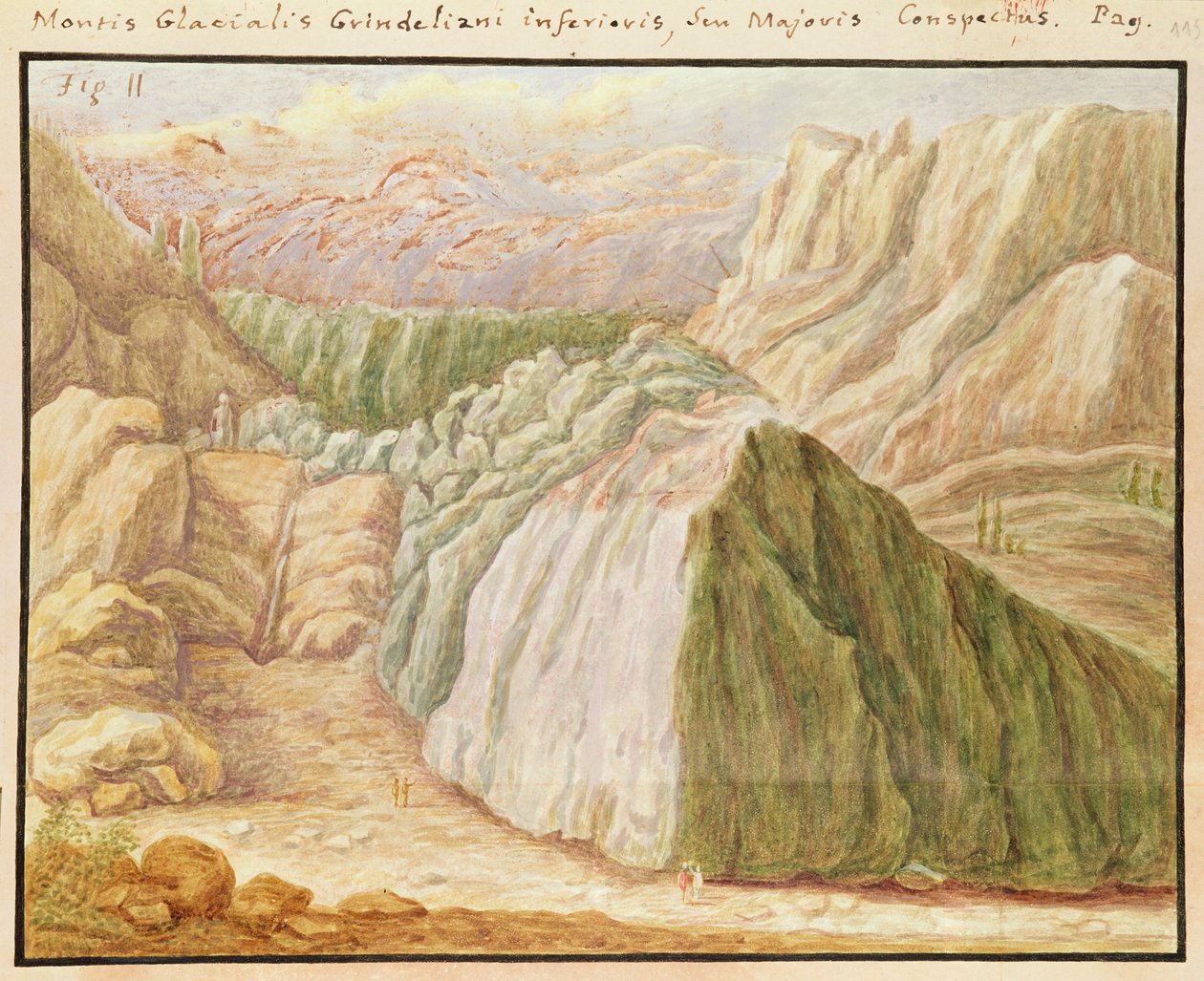 Ms 1798 fol.115 Alplerdeki Grindelwald Buzulu, 1709 by Jean Jacques Scheuchzer