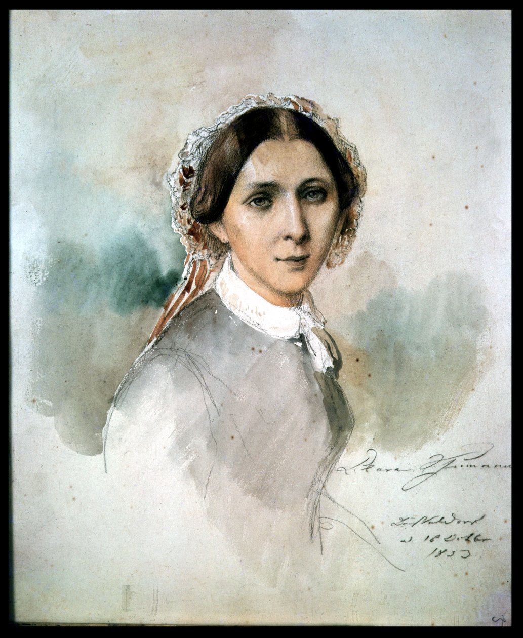 Portrait of Clara Schumann (1819-96) 1853  by Jean Joseph Bonaventure Laurens