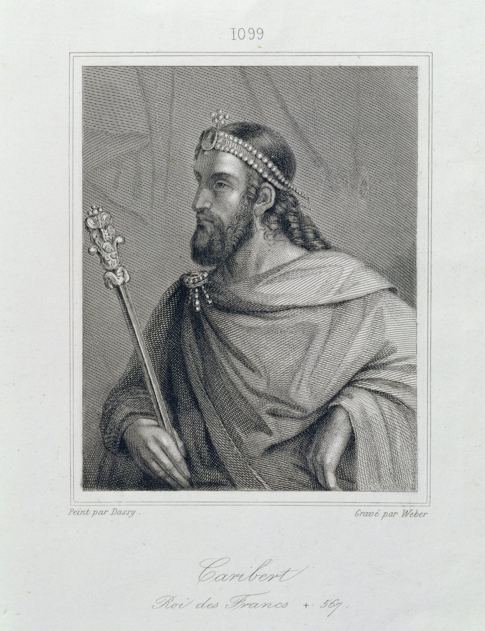 Caribert veya Charibert (d.567) Frankların Kralı, Weber tarafından kazınmış by Jean Joseph Dassy