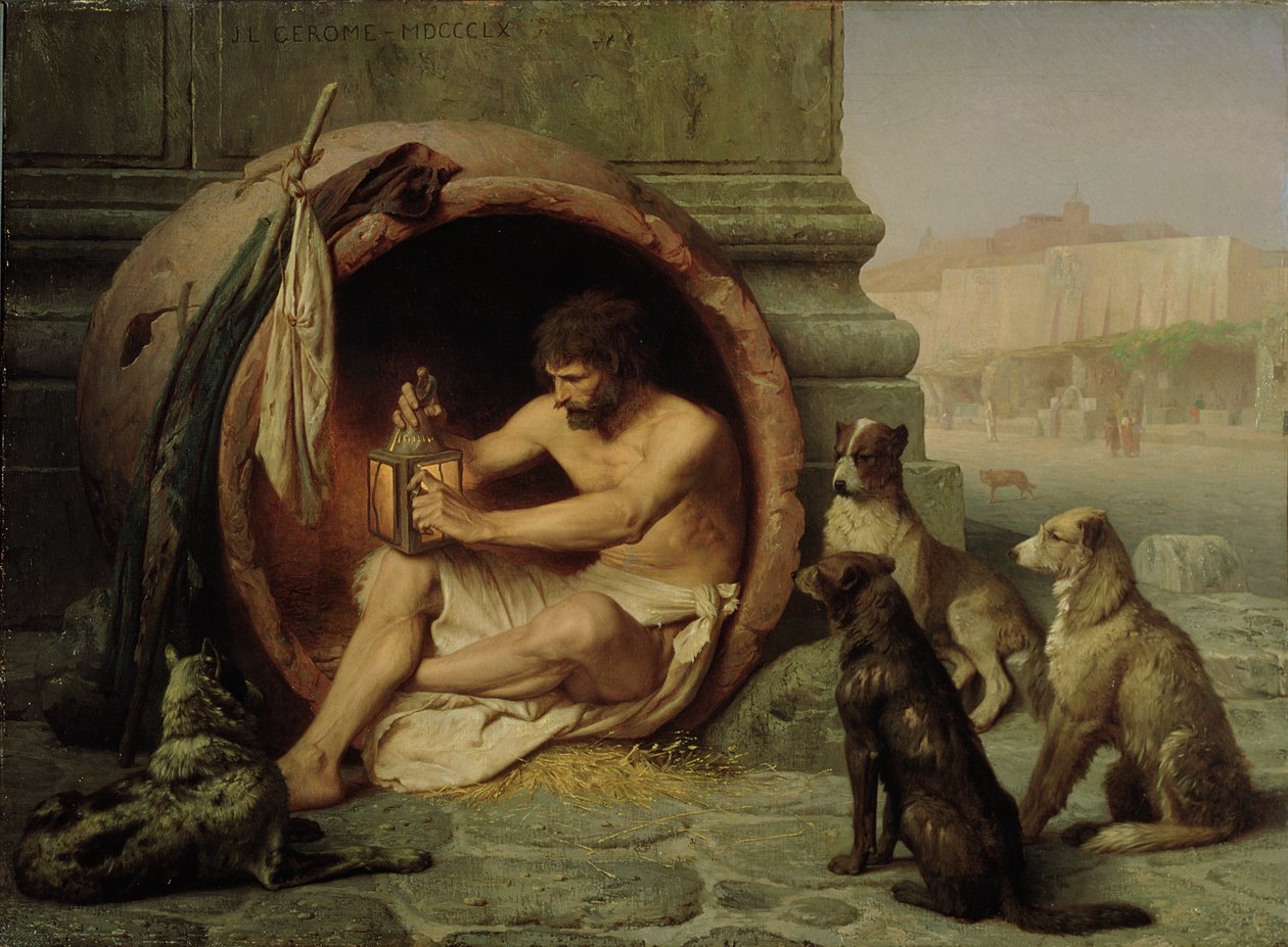 Diogenes, 1860 (keten üzerine yağlı boya) by Jean Leon Gerome