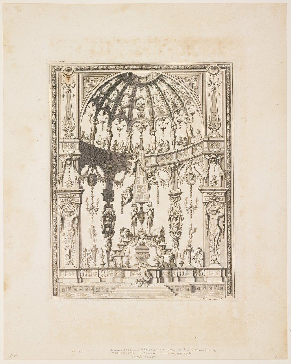 Dekoratif paneller için bir dizi tasarımdan Satyr Cenazesi, 1670-80 by Jean Lepautre