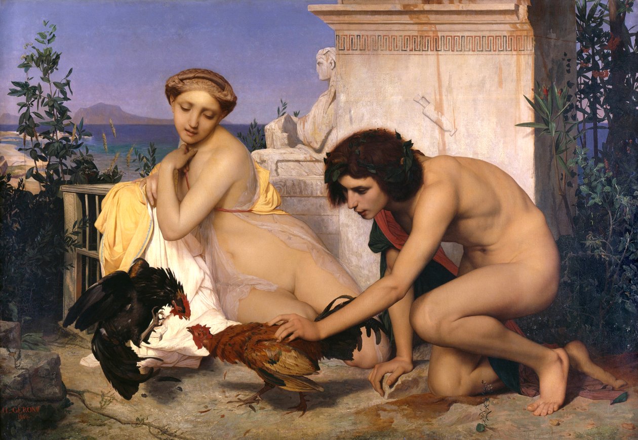 Horoz Dövüşüne Katılan Genç Yunanlılar by Jean Leon Gerome
