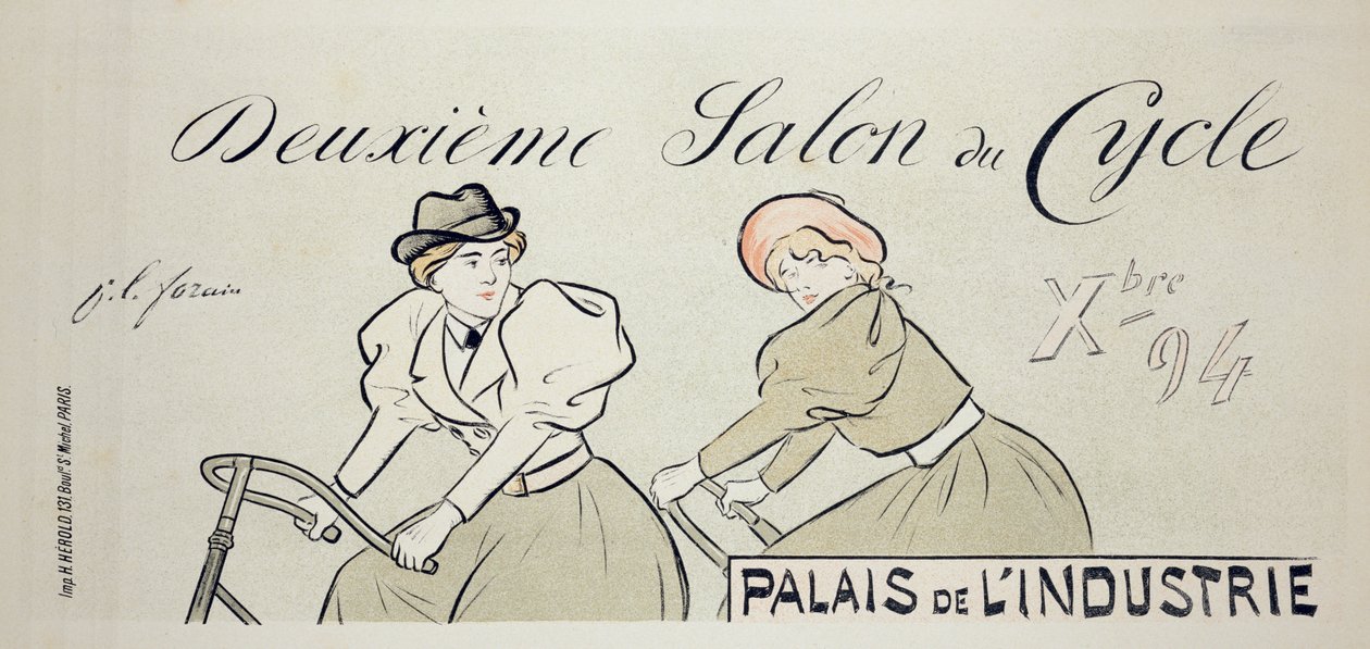 Palais de L'industrie'de 'Salon du Cycle' reklamını yapan bir posterin reprodüksiyonu, 1894 by Jean Louis Forain