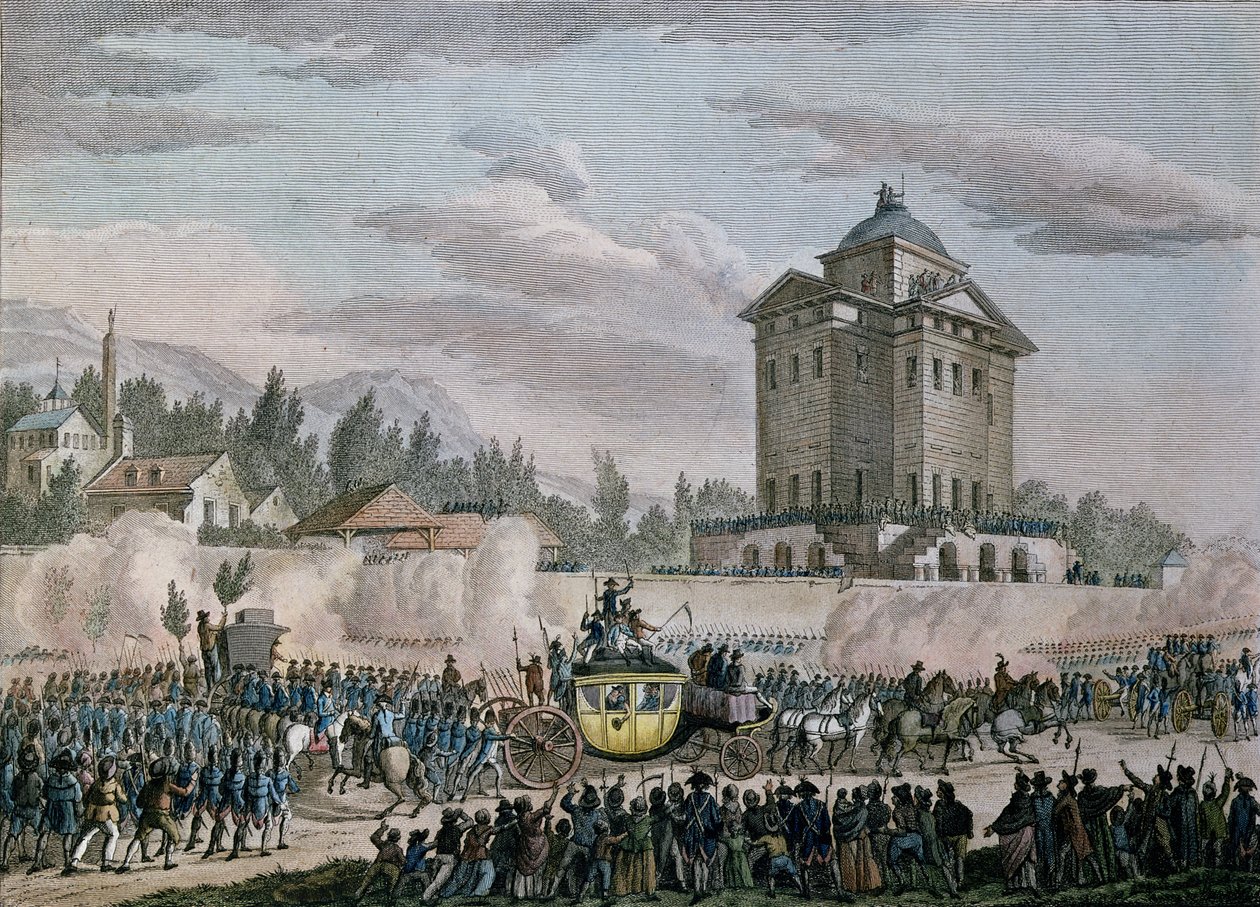 Louis'nin Paris'e Dönüşü (1754-93), Varennes'den, 26 Haziran 1791, Reinier Vinkeles (1741-1816) ve Daniel Vrydag (1765-1822) tarafından oyulmuş by Jean Louis the Younger Prieur