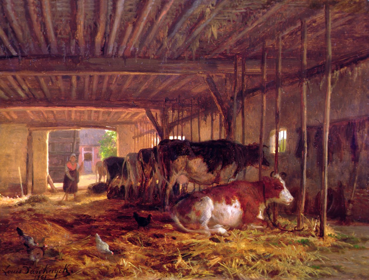 İnek kulübesi, 19. yüzyıl by Jean Louis van Kuyck