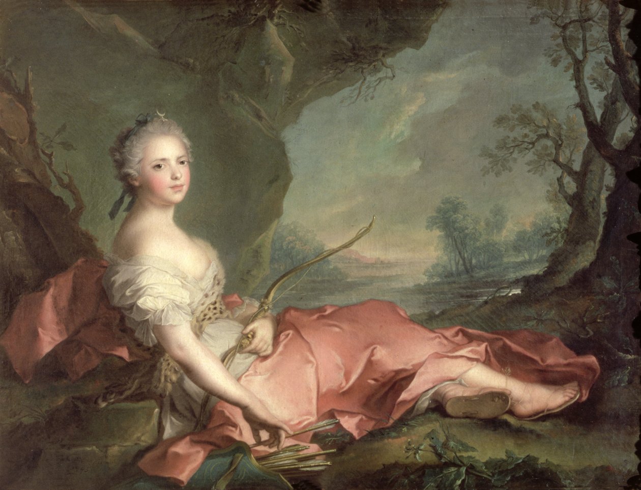 Portrait of Maria Adelaide of France, daughter of Louis XV dressed as Diana, 1745  by Jean Marc Nattier
