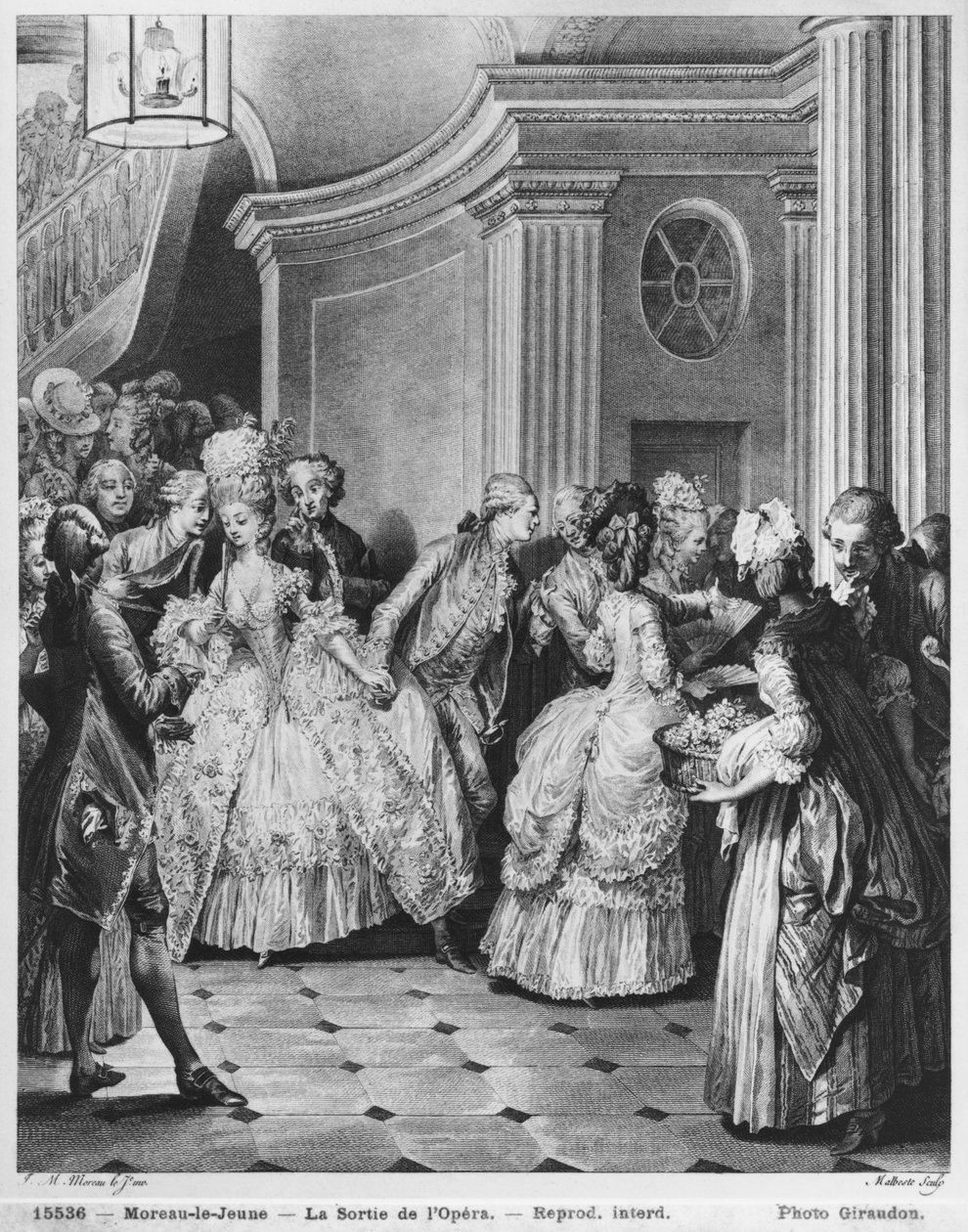 Operadan Çıkış, Georges Malbeste veya Malbete (1743-1809) tarafından oyulmuş by Jean Michel the Younger Moreau