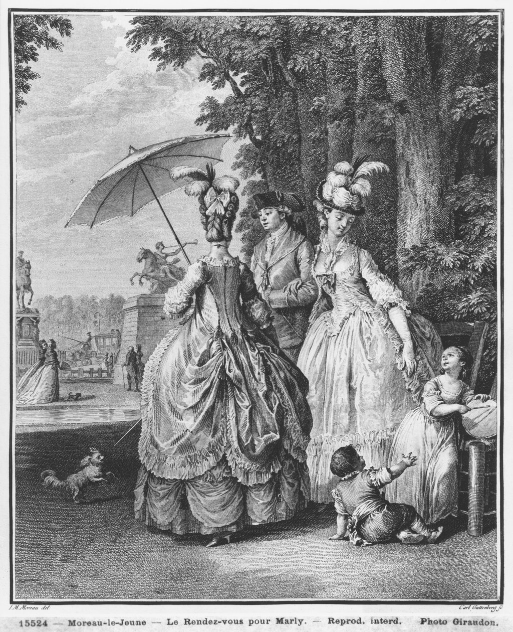 Carl Guttenberg (1743-90) tarafından oyulmuş Marly için randevu, c.1777 by Jean Michel the Younger Moreau