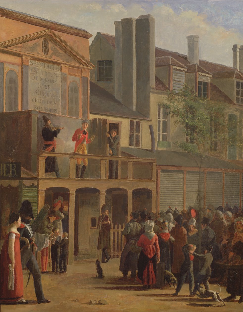 Street theatre performance of Bobeche and Galimafre, c.1820  by Jean Roller