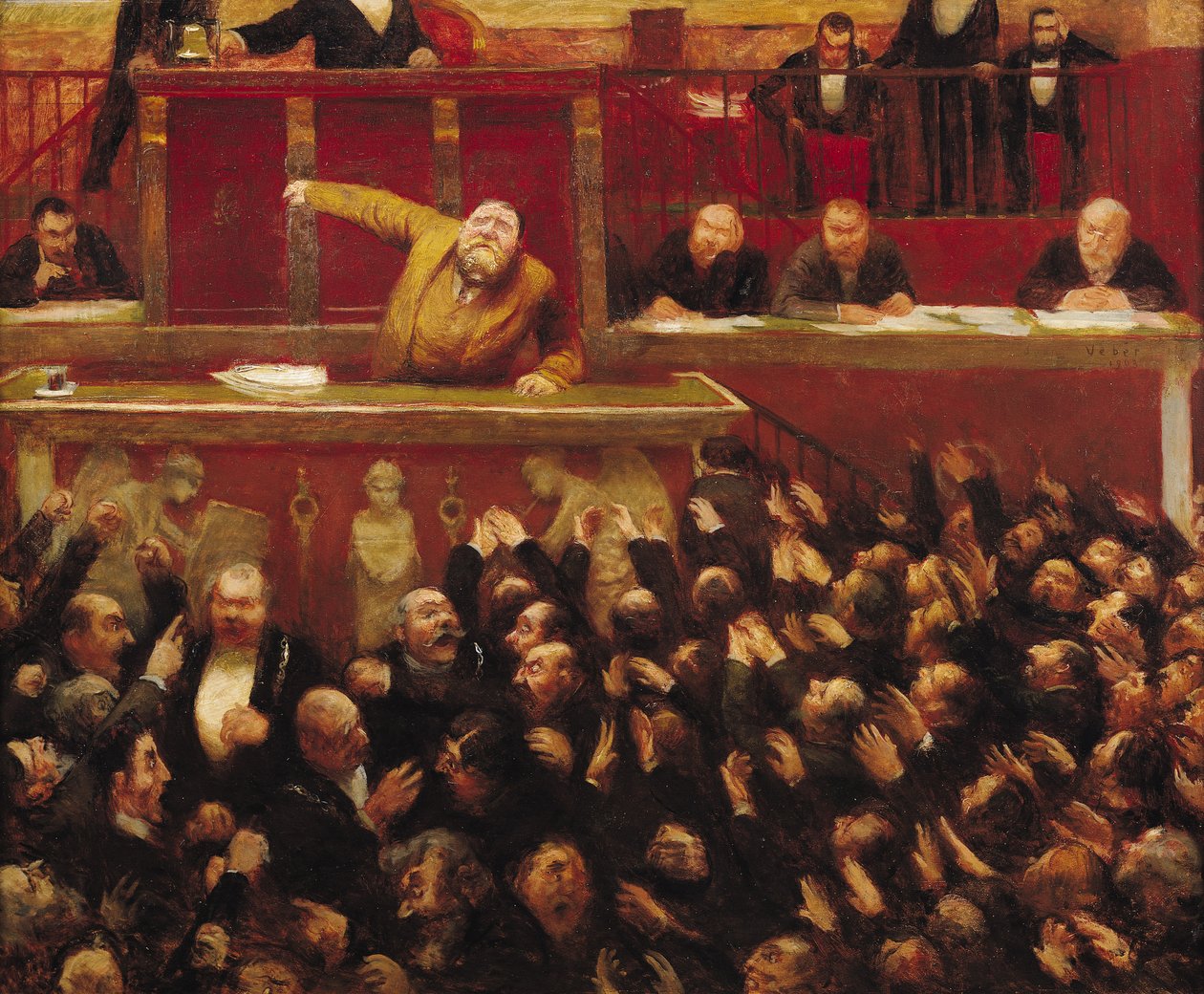 Jean Jaures (1859-1914) Speaking at the Tribune of the Chamber of Deputies, 1903  by Jean Veber