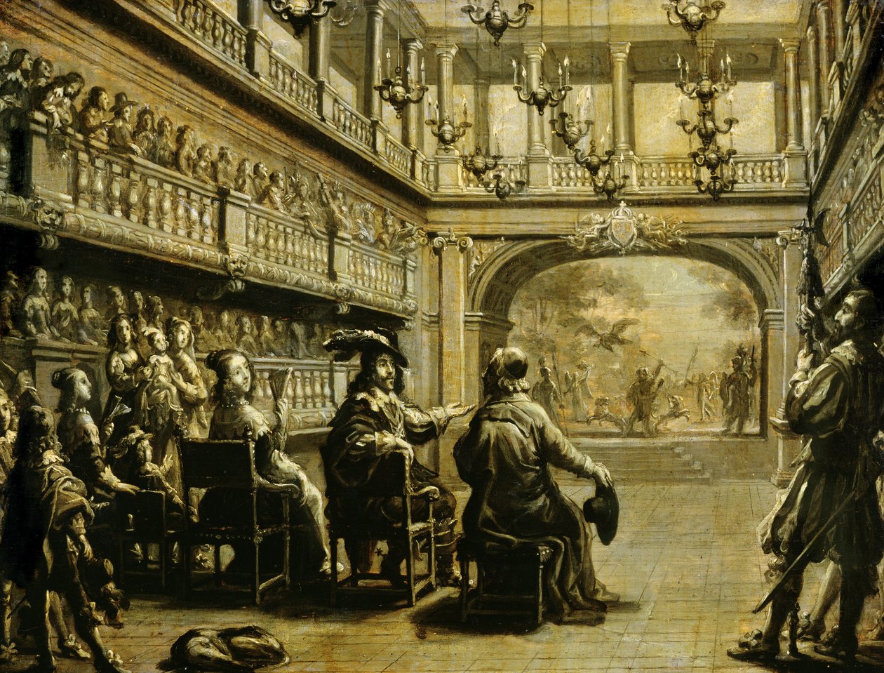 Louis XIII (1601-43) Avusturyalı Anne (1601-66) ve Kardinal Richelieu (1585-1642), J. Desmarest de Saint-Sorlin