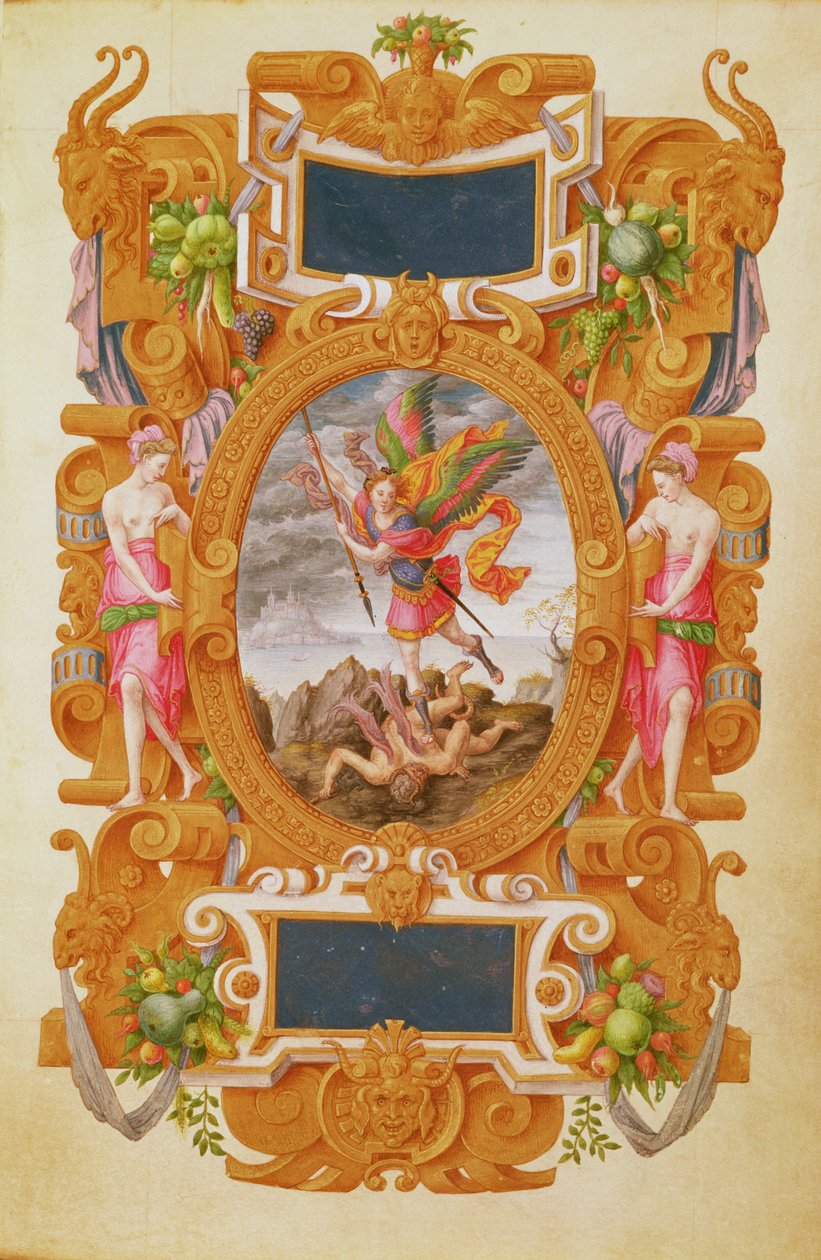 Başmelek Saint Michael ejderhayı yener by Jean the Elder Cousin