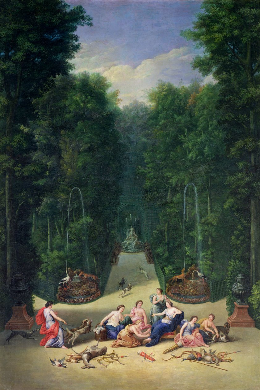 The Groves of Versailles: View of the Maze with Diana and her Nymphs, 1688  by Jean the Younger Cotelle