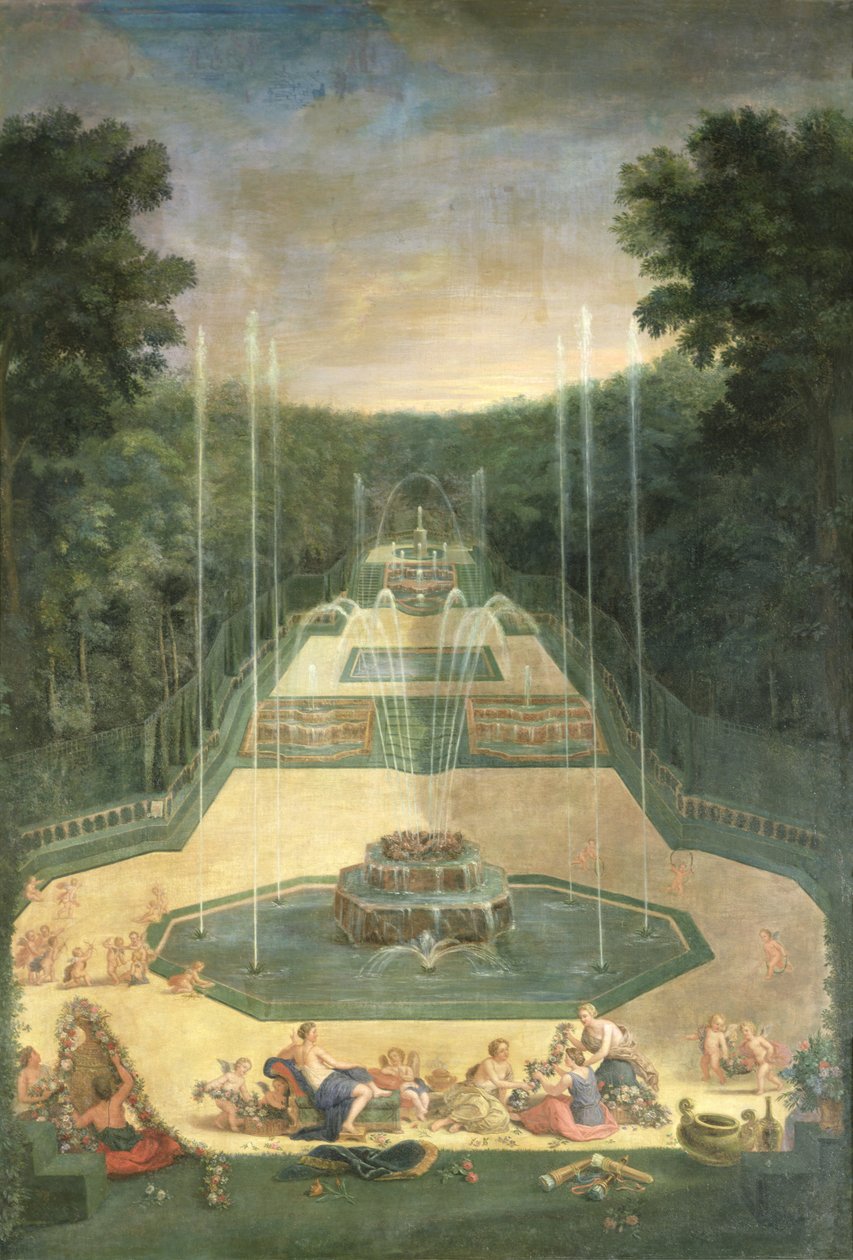 The Groves of Versailles. View of the Three Fountains with Venus and Cherubs Practising with Bows and Arrows, 1688  by Jean the Younger Cotelle
