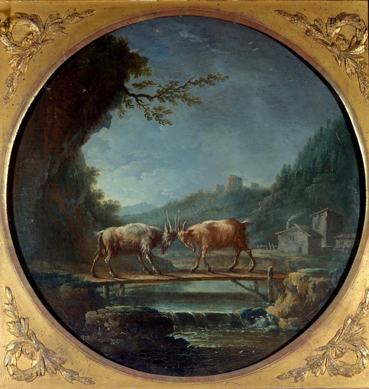 Her iki keçi. Jean de La Fontaine'in masalının illüstrasyonu. Jean Baptiste Claudot'un (1733-1805) tablosu by Jean Baptiste Claudot