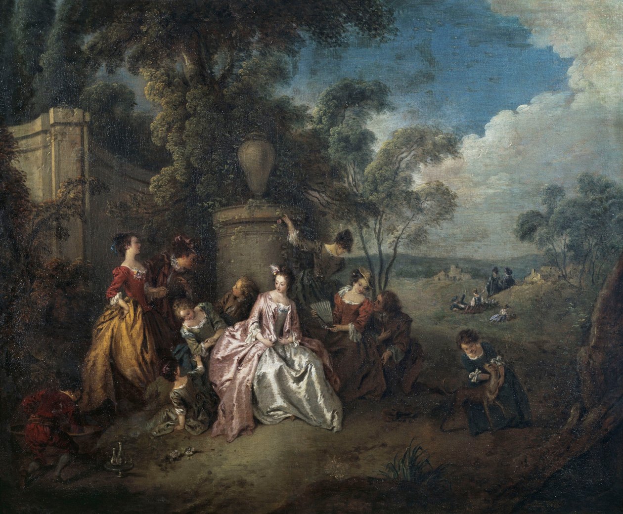 Parkta buluşma, Jean-Baptiste Pater (1695-1736), tuval üzerine yağlı boya by Jean Baptiste Joseph Pater