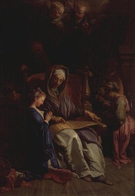 Aziz Anne Bakire Parşömeni Okurken, c.1700 (tuval üzerine yağlı boya) by Jean Baptiste Jouvenet