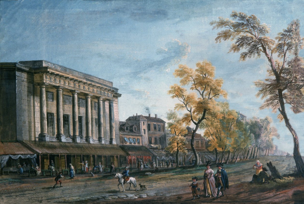 Boulevard du Temple ve Theatre des Italiens, Paris by Jean Baptiste Lallemand