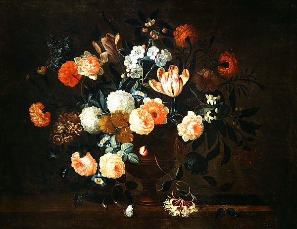 Çiçek ve Böcek Vazosu (tuval üzerine yağlı boya) by Jean Baptiste Monnoyer