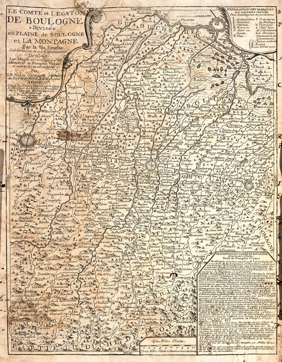 County of Boulogne (Fransa) haritası (gravür by Jean Baptiste Nolin