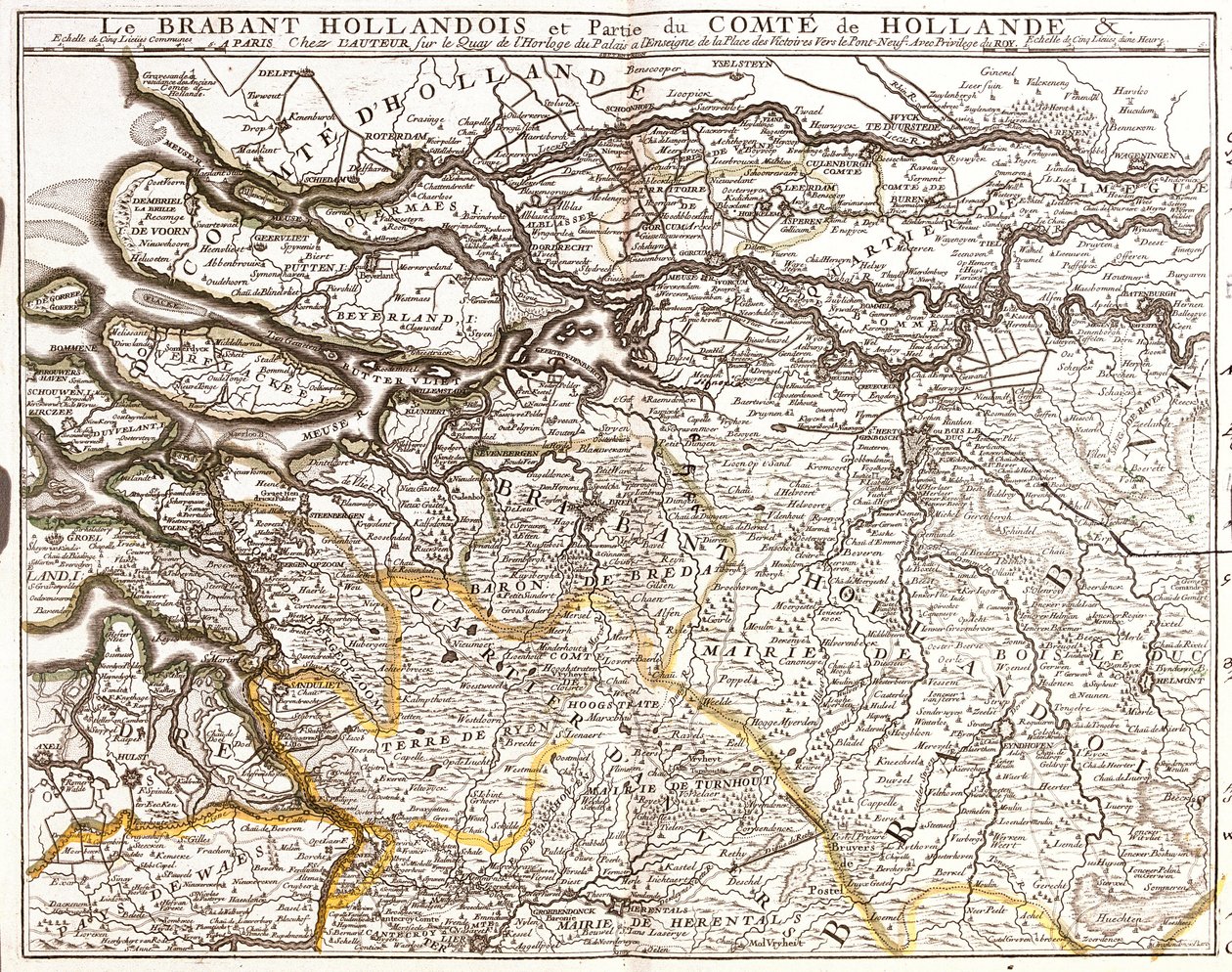 Hollanda Brabant (veya Kuzey Brabant) ve Hollanda County (Hollanda) parçası (Gravür) Haritası by Jean Baptiste Nolin