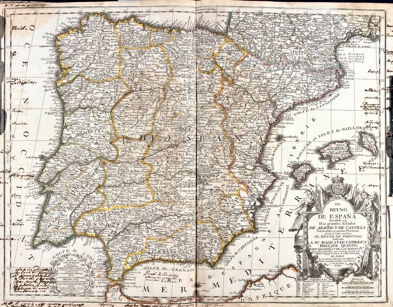İspanya Krallığı Haritası (Gravür by Jean Baptiste Nolin