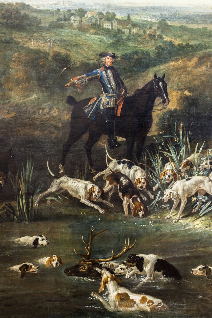 Louis XV Saint-Germain ormanında geyik avlarken,1730 (tuval üzerine yağlıboya) by Jean-Baptiste Oudry