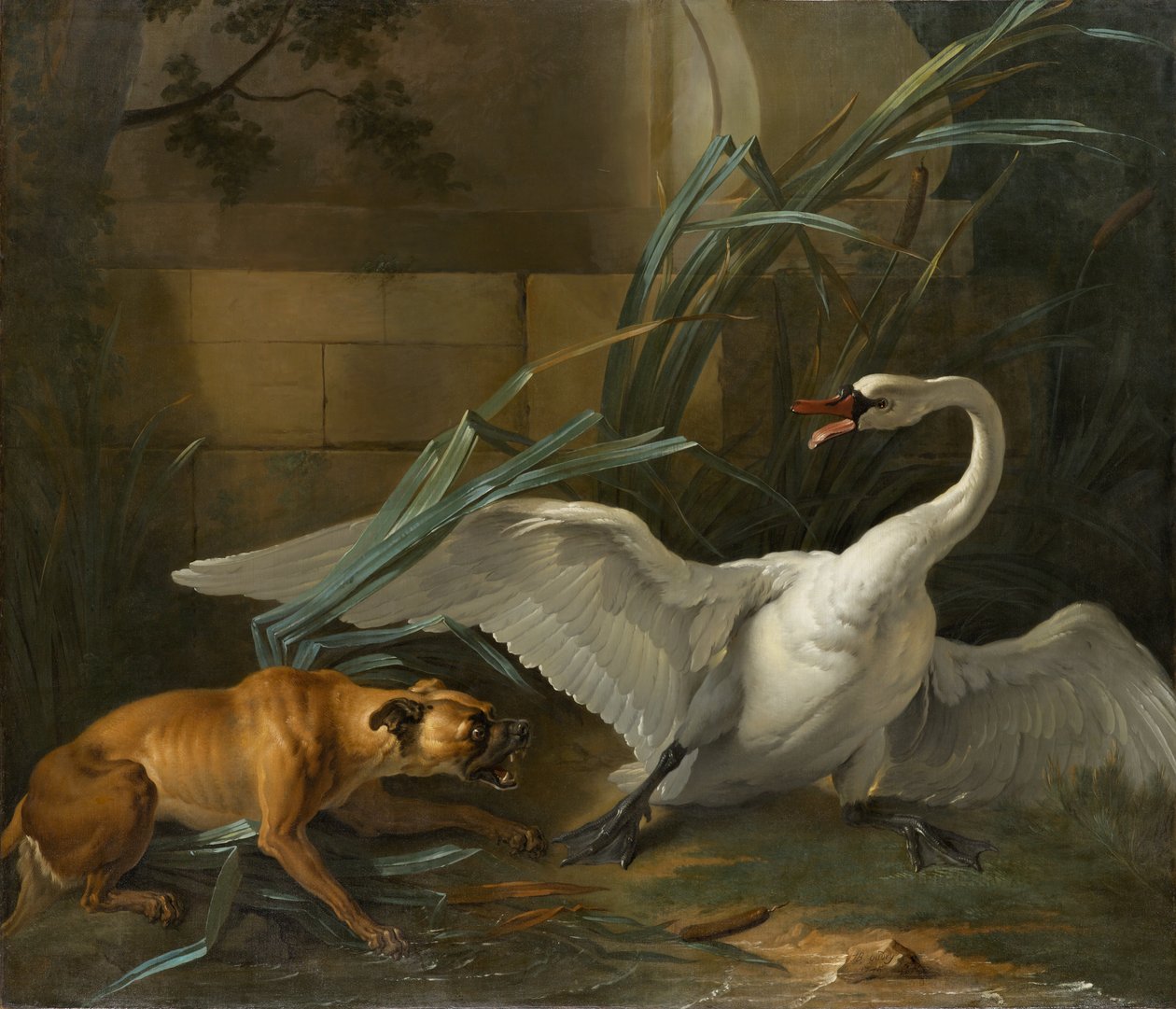 Köpek Tarafından Saldırıya Uğrayan Kuğu by Jean Baptiste Oudry
