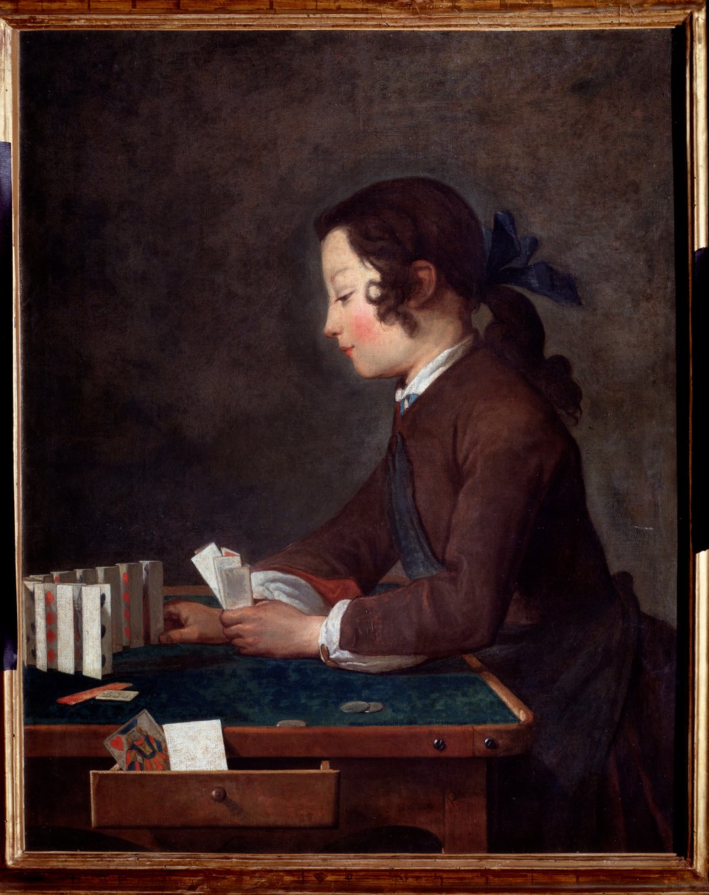 Genç bir çocuk iskambil kağıdı Boyama Jean Baptiste tarafından by Jean Baptiste Simeon Chardin