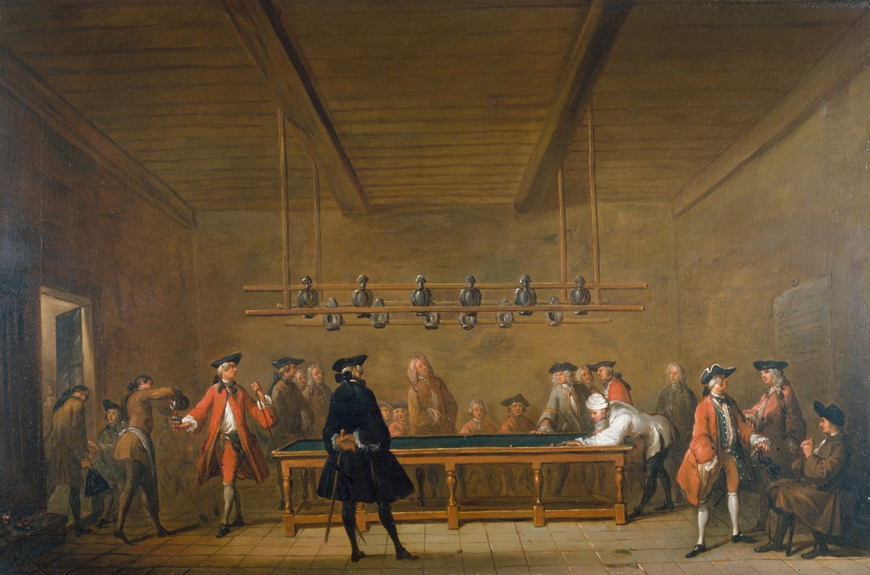 Bilardo Oyunu, yaklaşık 1720 (tuval üzerine yağlıboya) by Jean-Baptiste Simeon Chardin