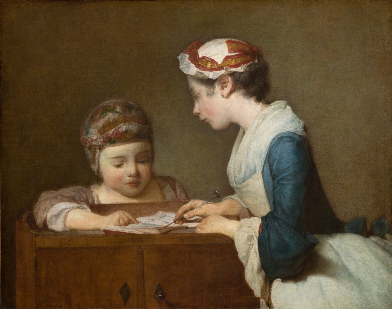 Küçük Okul Hanımı, 1740'tan sonra (tuval üzerine yağlıboya) by Jean Baptiste Simeon Chardin