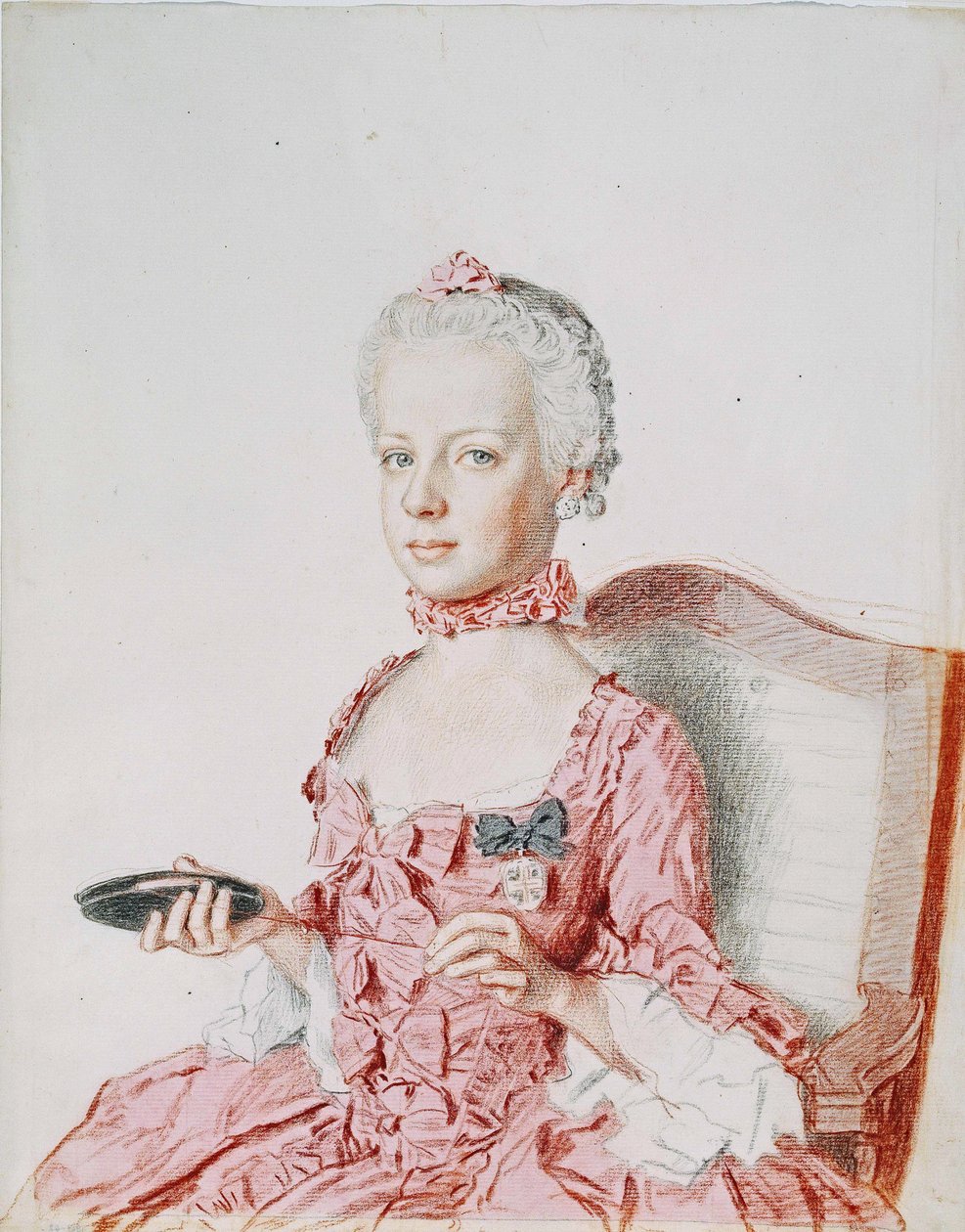 Avusturya arşidüşes Marie Antoinette - Jean-Etienne Liotard (1702-1789). Kağıt üzerine kurşun kalem, sulu boya, pastel by Jean Étienne Liotard
