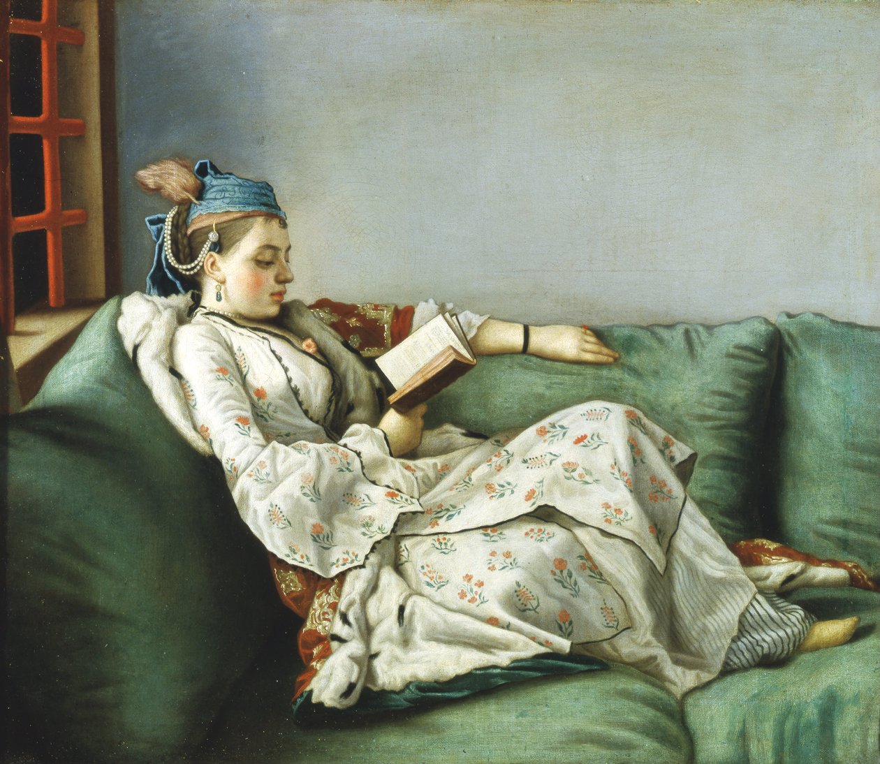 Türk tarzında giyinmiş Fransız Maria Adelaide portresi by Jean Étienne Liotard