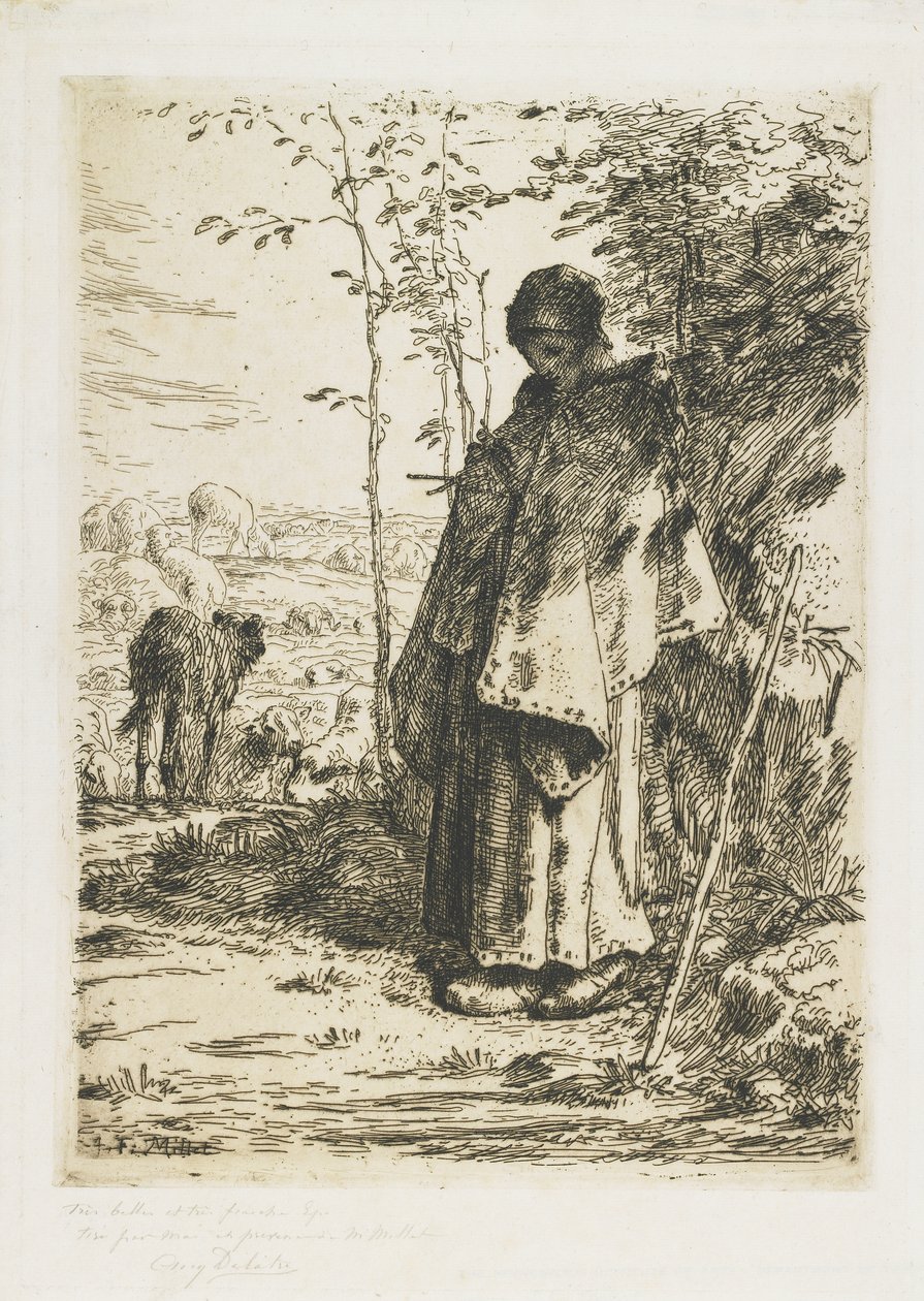 Çoban Örgüsü, 1862 by Jean Francois Millet