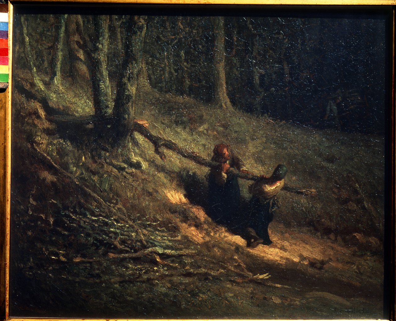 Kömürler. Brushwood ile Köylü-Kızlar. Jean Francois Millet tarafından yapılan tablo (Jean-Francois by Jean Francois Millet
