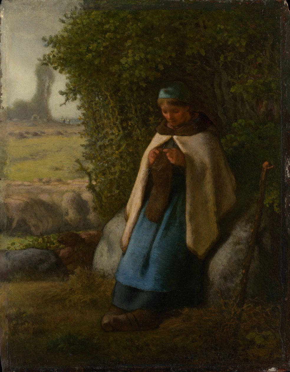 Bir Kayanın Üzerinde Oturan Çoban by Jean Francois Millet