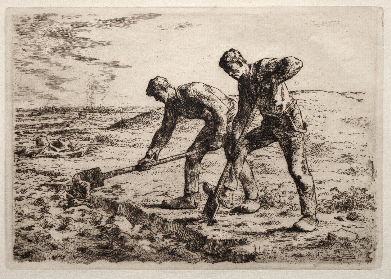 Kazıcılar (gravür) by Jean-Francois Millet