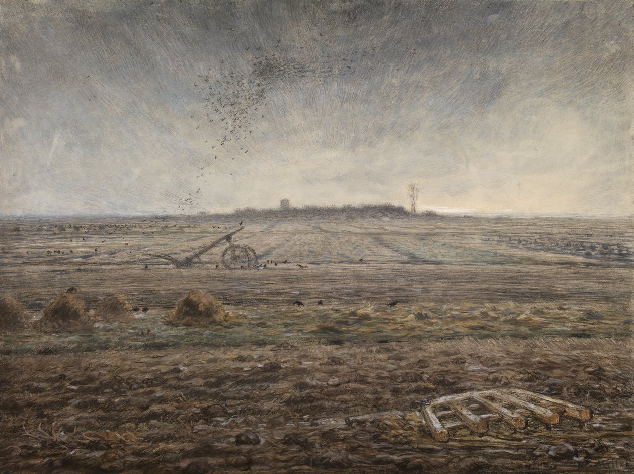 Winter, The Plain of Chailly, c.1862-66 (kağıt üzerine pastel) by Jean Francois Millet