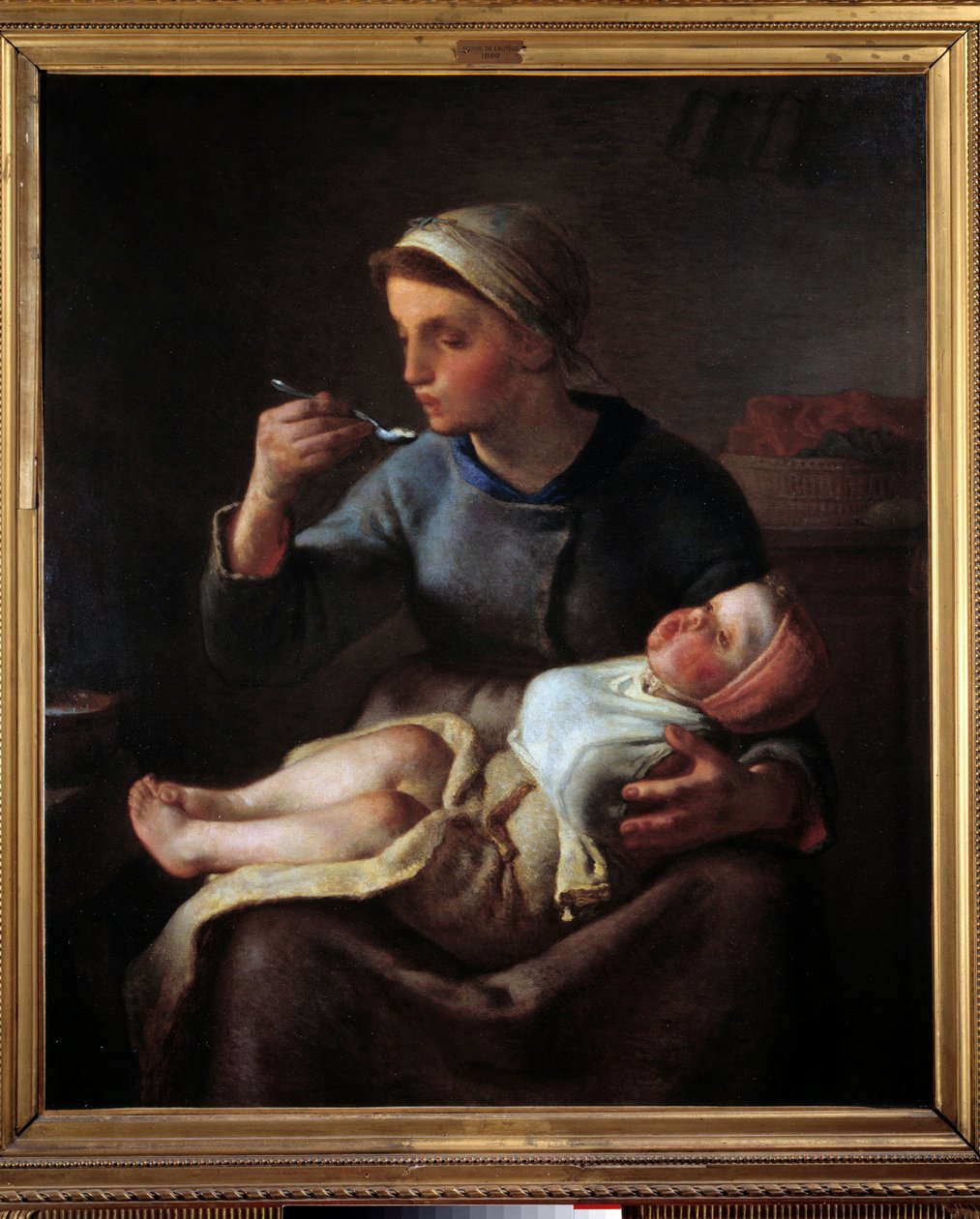 Çocuğuna yemek yediren kadın. Jean Francois Millet