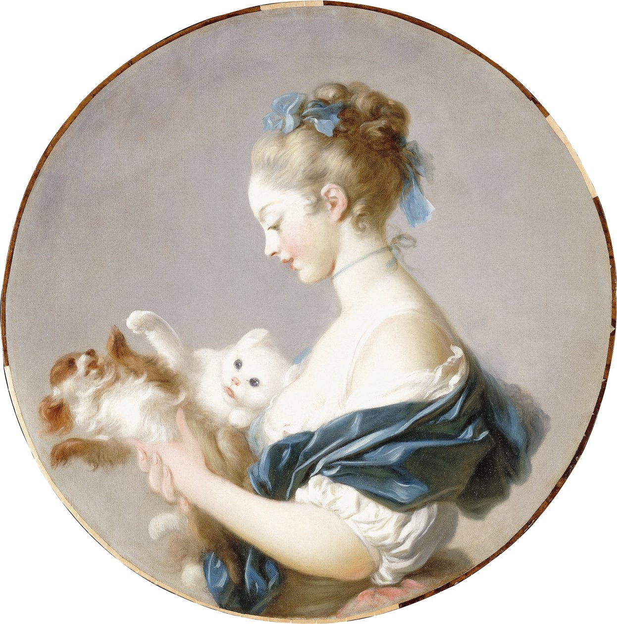 Köpek ve Kediyle Oynayan Kız by Jean Honore Fragonard