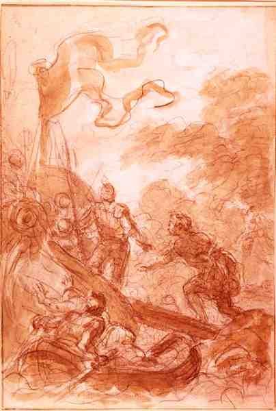 Orlando adadan ayrılıyor (tebeşir ve kağıt üzerinde yıkayın) by Jean Honore Fragonard