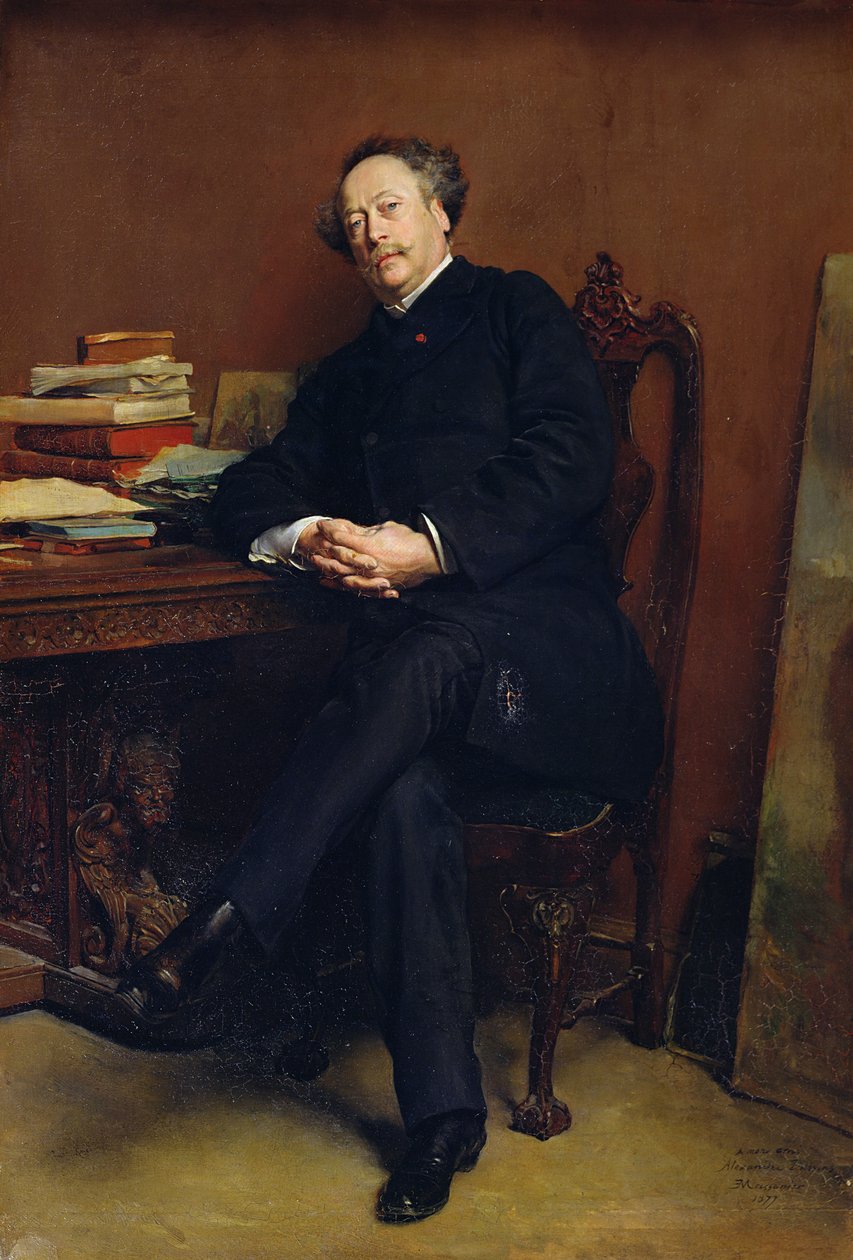 Alexander Dumas Fils (1824-95) 1877 (tuval üzerine yağlı boya) by Jean Louis Ernest Meissonier