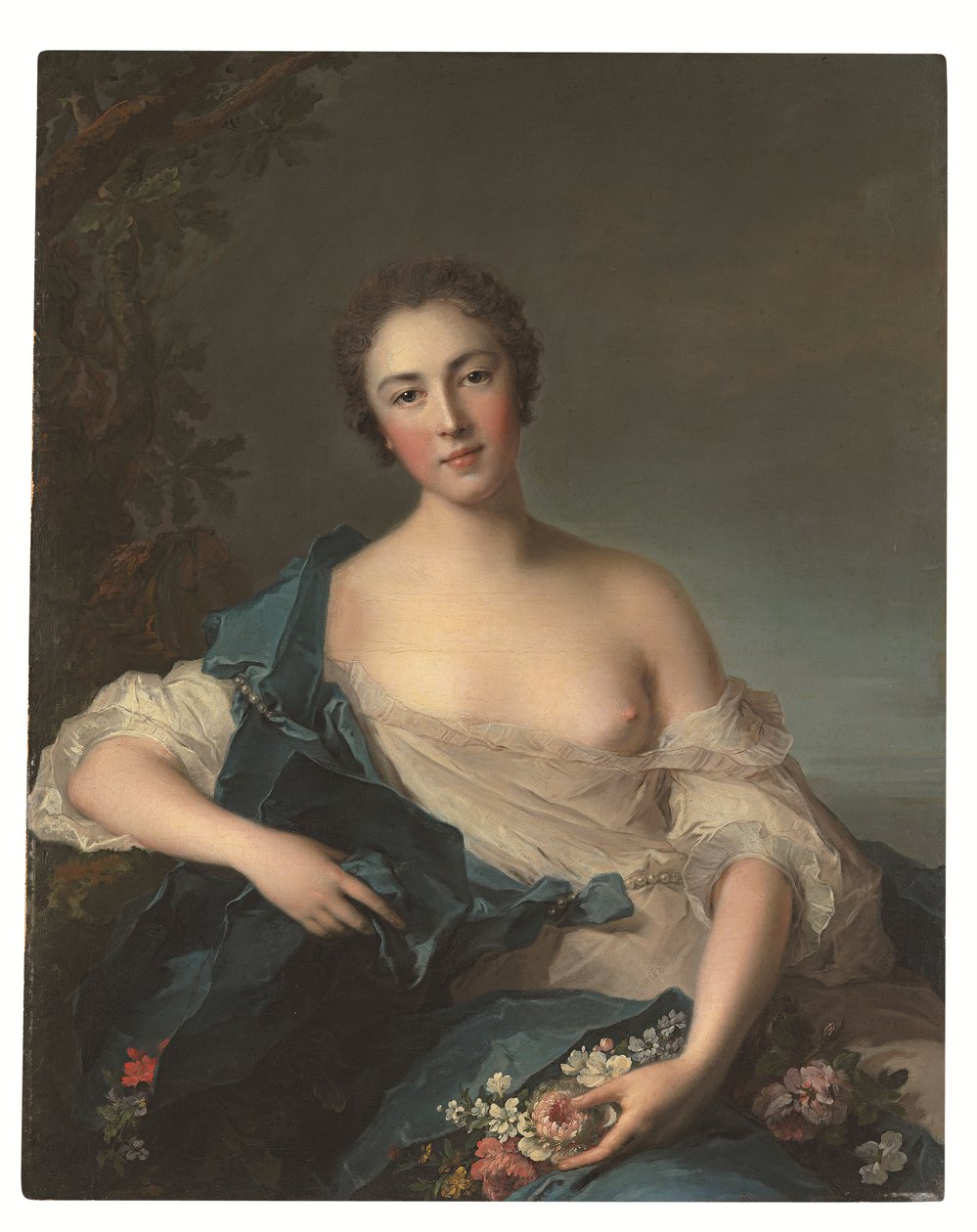 Flora olarak bir kadının portresi by Jean Marc Nattier