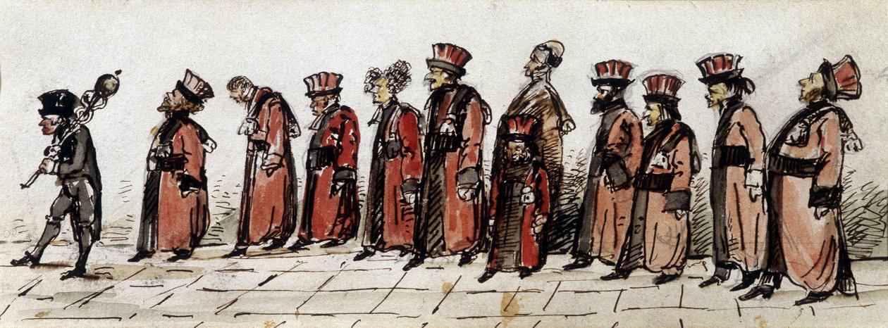Doktorlar geçit töreni, Charcot tarafından çizim. by Jean Martin Charcot